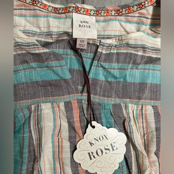 NWT Knox rose flutter sleeve shirt striped 2X runs big like a 3X - Picture 4 of 6
